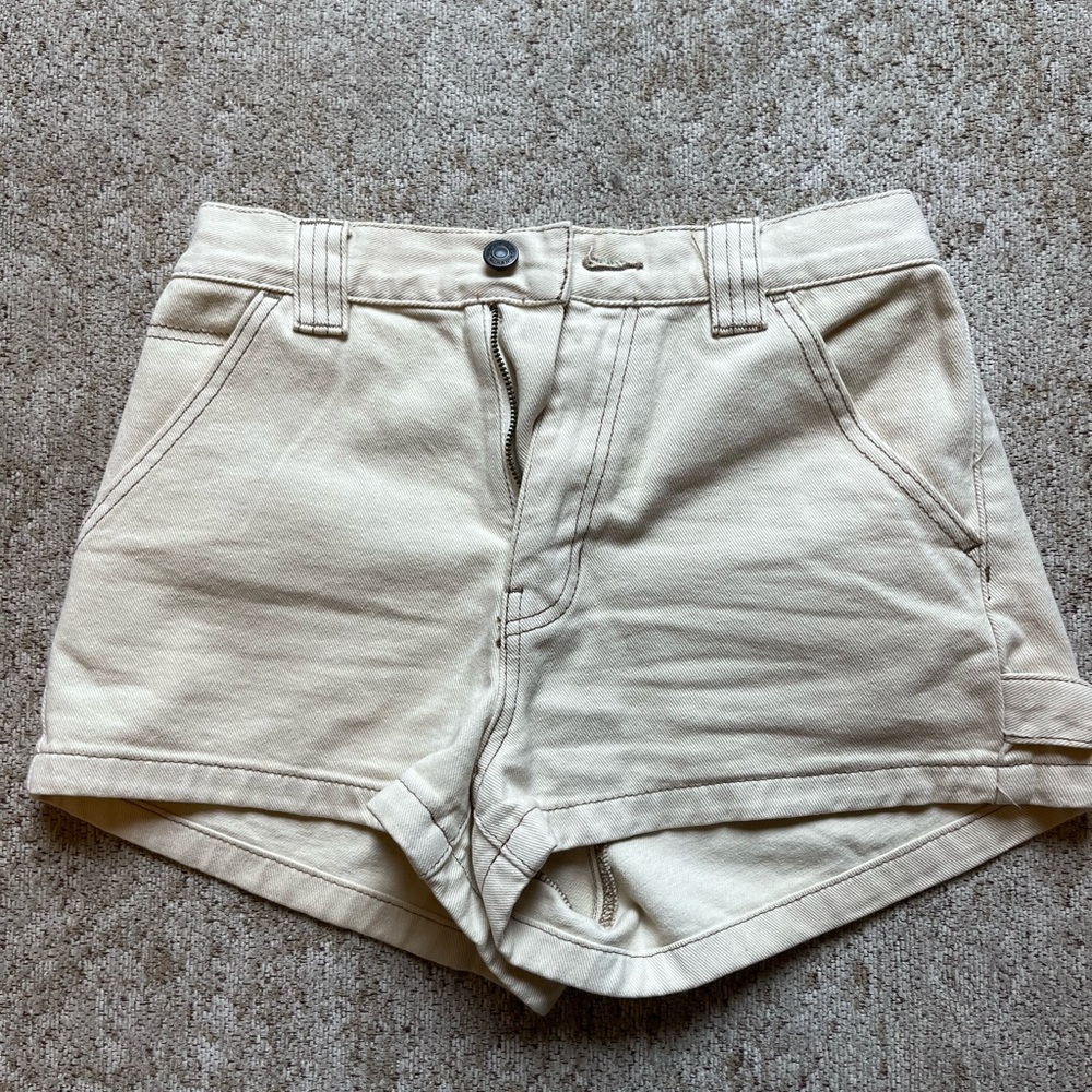 Cream cargo shorts